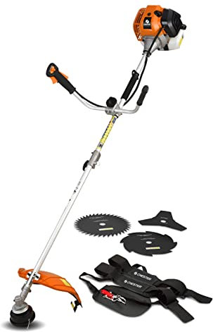 Desbrozadora gasolina 53 cc, 3 cuchillas + 1 cabezal de doble hilo - CHESTER