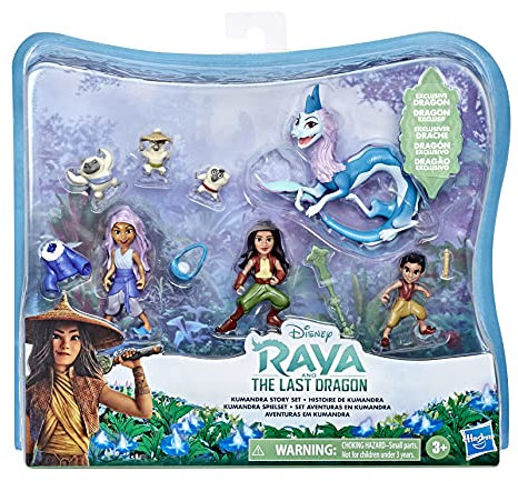 Hasbro Disney Prinzessinnen Raya und der letzte Drache Kumandra Spielset, 7 Puppen und Puppenzubehör, Raya, Sisu als Mensch, Ongis, Boun und Sisu, Spielzeug für Kids, Mehrfarbig, E9474