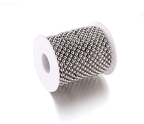 Cheriswely, catena a sfera da 4 mm, in acciaio inox, con perline e rocchetto per gioielli e collane e bracciali