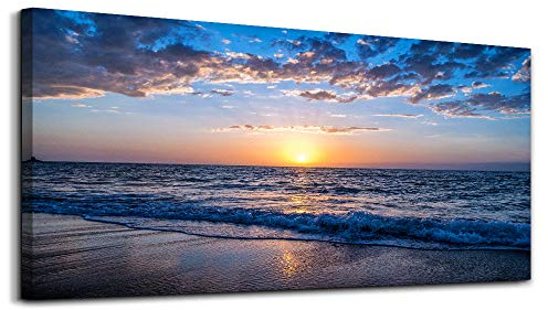 hyidecorart Cuadros Decoracion Salon Modernos Puesta De Sol Junto Al Mar, 3 Piezas Cuadros Paisajes Playa, Naturaleza Marina Decoracion Dormitorios Comedor Oficina Pasillo Cocina Y Baño