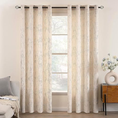 MIULEE 2er Set Gardinen Gold Folie Druck Samtvorhänge Vorhang Funkeln Vorhänge mit Ösen Thermogardine Ösenvorhang für Schlafzimmer Wohnzimmer 140 x 225 cm(B x H) Milchweiß