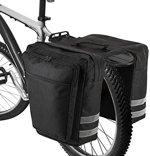 zeroto Gepäckträgertasche, 28L Fahrradträgertasche wasserdichte Fahrradtasche langlebige Fahrradsatteltasche für Heckträger mit reflektierendem Rand Tragegurt für Rennräder, Mountainbikes (schwarz)