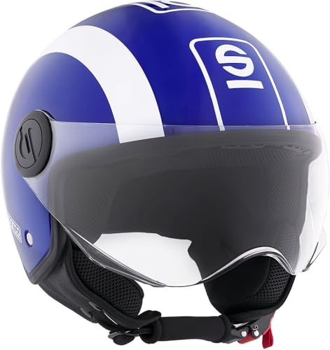 Sparco Demi-Jet Motorradhelm mit ABS-Schale, Größe M, Blau und Weiß
