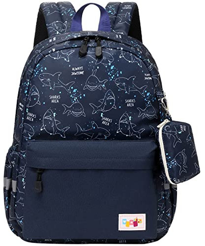 mygreen Kinderrucksack Rucksack Kindergarten Jungen Kleiner Tagesrucksack Schulrucksack Kindertasche, 27 x 14 x 37cm Shark Blau