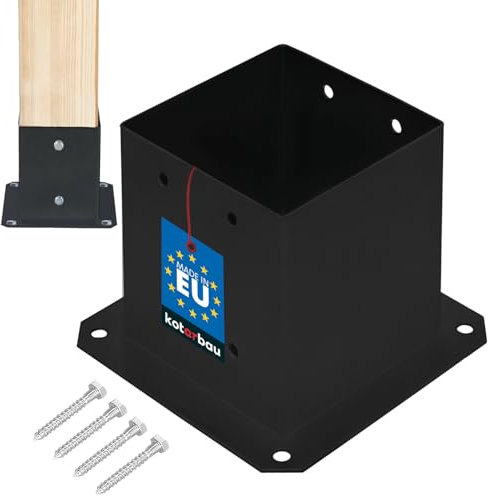 KOTARBAU® Casquillo roscado 140 x 140 mm Poste de Madera Cuadrado Poste Casquillo de Suelo Viga de Valla Casquillo Placa de Suelo Soporte de Poste Ancla Galvanizado en Caliente Recubrimiento de Polvo