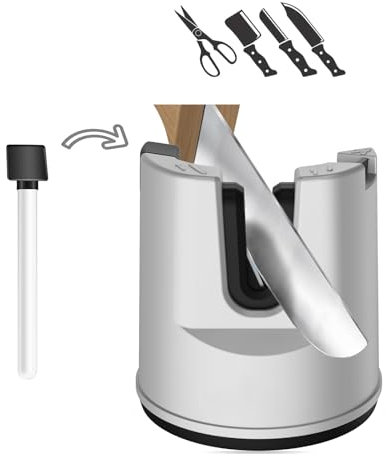 Fiyuer Messerschärfer, 3 in 1 Knife Sharpener Automatisch Einstellbarer Messerschleifer Messer Schärfen für Küchenmesser, Scheren, Gerade & Gezackte Messer, mit Saugnapf Gerät