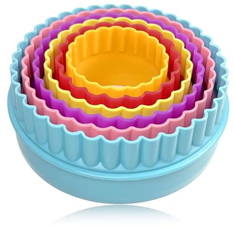 Ausstechformen-Set, zweiseitige Ausstechformen, Kunststoff, verschiedene Größen, für Kuchen, Obst, Gemüse, zufällige Farbe (runde Form, 6 Stück)