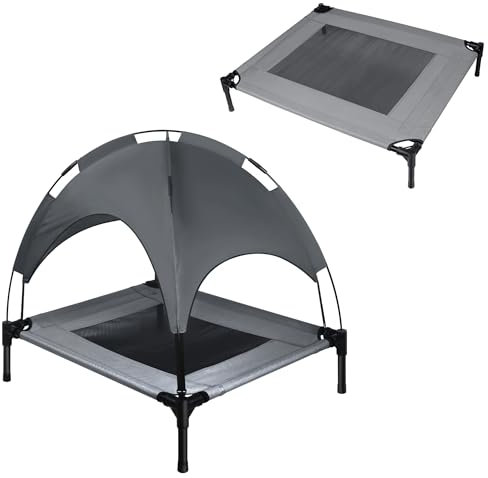 FIVMEN Hundebett mit Baldachin Hundeliege Outdoor 2 in 1 Haustierbett Hundesofa Erhöhtes Katzenliege Katzenbett für Katzen und Kleine Große Hunde, 76x76x61cm