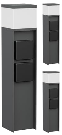ledscom.de 3 pezzi luce di percorso/bitta PODEL per esterni, IP44, 39 cm, antracite, 1x G9 max. 10W, 2 prese
