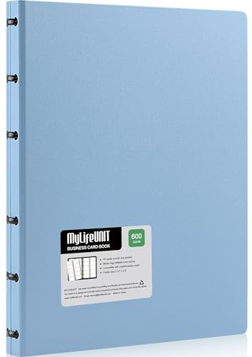 MyLifeUNIT Business Card Book, Name Card Holder Book with 600 Business Cards Capacity, Credit Card Book File Storage (Light Blue)