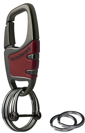 hejojoyzao Keychain with Carabiner Clip, 4 Heavy Duty Key Rings and D Ring for Men's Car Key Fob Holder Fits Belt Loops