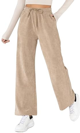 Nina Carter J253 - Pantalones de chándal para mujer, de terciopelo, corte relajado, aspecto de pana con cintura elástica y pierna ancha, L