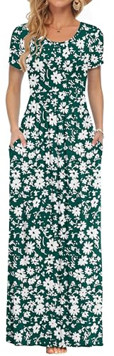 AUSELILY Maxi Dress for Women Summer Casual Long Dress Green Daisy L