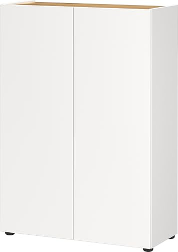 Germania Schuhschrank 1590-513 GW-Alviano, in Weiß/Navarra-Eiche-Nb., mit Platz für bis zu 12 Paar Schuhe, 74 x 105 x 33 cm (BxHxT)