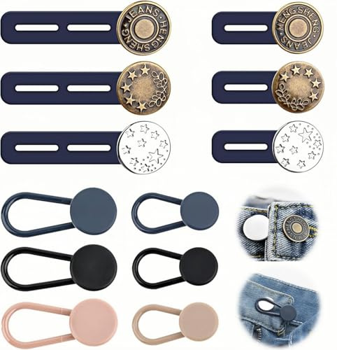 Heanvmyss Extensor de Botones para Pantalones,12 Piezas Extensor Pantalon Embarazada,Extensor de Cintura Ajustables,Hombres Mujeres Vaqueros Botón de Extensión para Jeans Camisas Falda