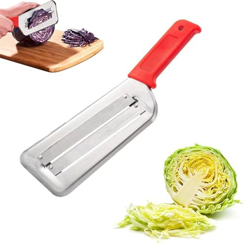 Julienne skärare, rostfritt stål dubbelskikt skivare, ergonomisk salladshackare, grönsaksstrimlare för Coleslaw, surkål