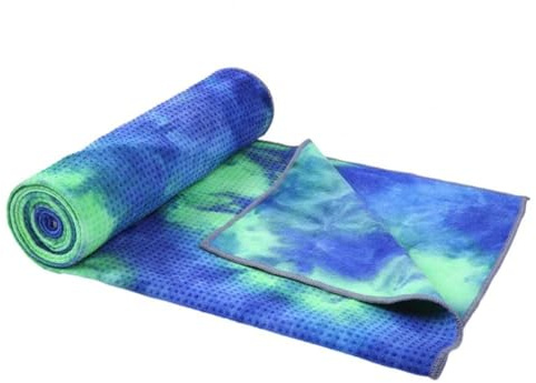 Yogahandduk halkfri bomull yogamatta handduk resor sport fitness träning yogamatta skydd med halkfri greppfilt för yoga (ljusblå)