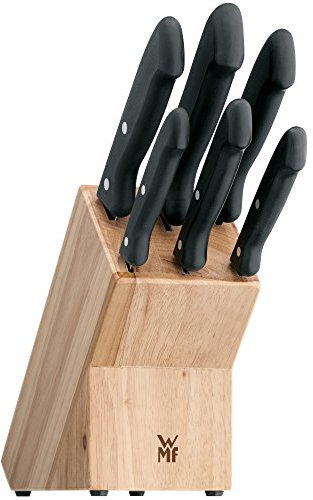 WMF Classic Line Messerblock mit Messerset 7-teilig bestückt, 6 Messer, Birkenholz-Block, Spezialklingenstahl