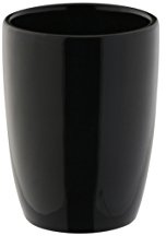 Axentia Bicchiere portaspazzolino da denti in ceramica Pisa, porta spazzolini da bagno per spazzolino, dentifricio, ca. 7, 8 x 7, 8 x 10, 5 cm, nero