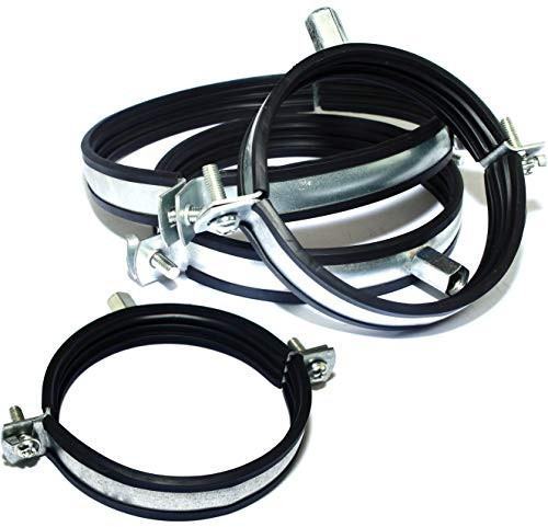 MKK - 18481-024 - Rohrschellen mit Gummidichtung M8/10 Gewinde Kreuzschlitz Wickelfalzrohr 10 Stück Ø 100 mm