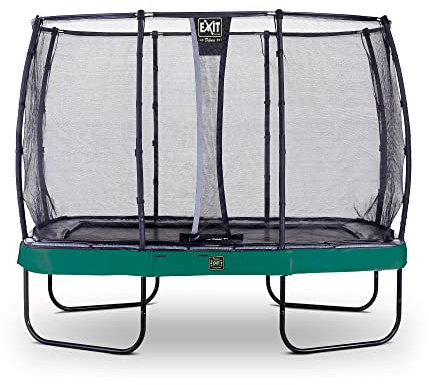 EXIT Toys Elegant Premium Rechteckiges Trampolin - 214x366cm - Deluxe Sicherheitsnetz - Extra Starker und Stabiler Rahmen - Lange Federn - Rostfrei - Einfache Montage - Luxuriöse Ausführung - Grün