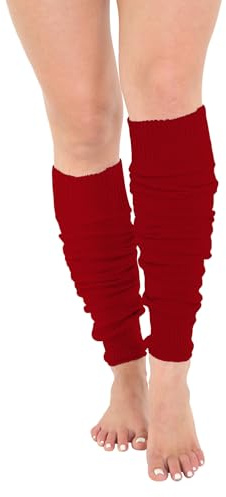 Crazy Chick® Deluxe Luxurious Ladies 80's Plain Ribbed Leg Warmers Legwarmers 12 Color TU TU (Red)