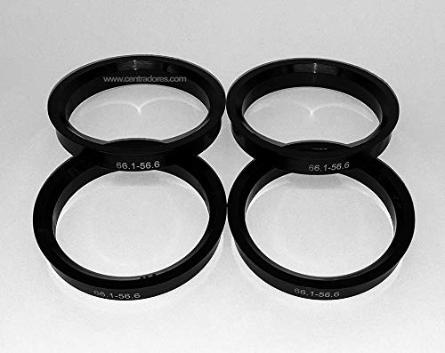 Genérico Anillos para centrado de llanta 66.1 x 56.6 - Set de 4 Unidades centradores Compatibles