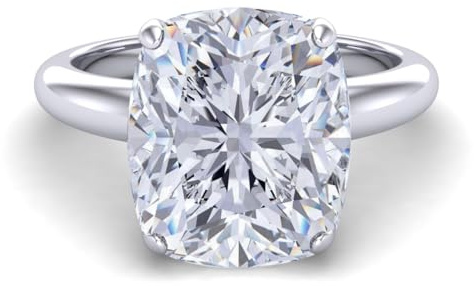 Central Diamond Center VOGUE 4 Prong Elongated Cushion 925 Silver Solitaire Engagement Ring - 5.00ct Platinum Plated - Size 7