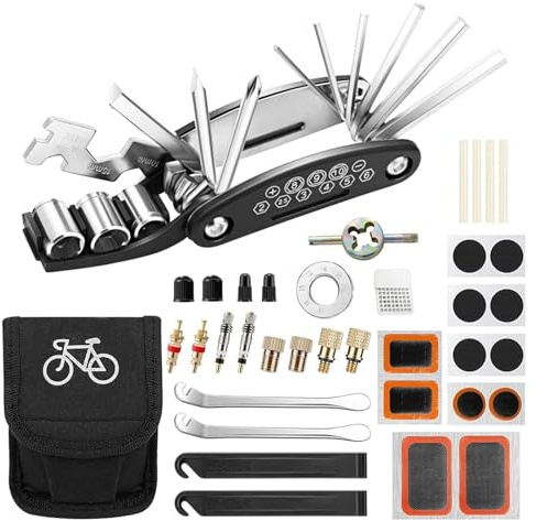 Bike Tool Kit, 17 in 1 Multifunction Bike Tools & Equipment, Bike Repair Kit, Puncture Repair, Repair Tool, Bicycle Tire Patch Kit for Bike