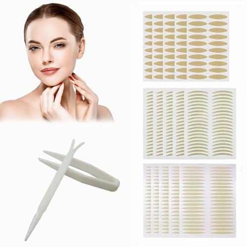 SEGMINISMART Schlupflider Stripes, Schlupflider Tapes, Augenlid Stripes, Augenlidklebeband, Double-Sided Eyelid Tapes, Unsichtbares Doppelte Augenlid Stripes, mit Gabelstangen Pinzette (600 Stück)
