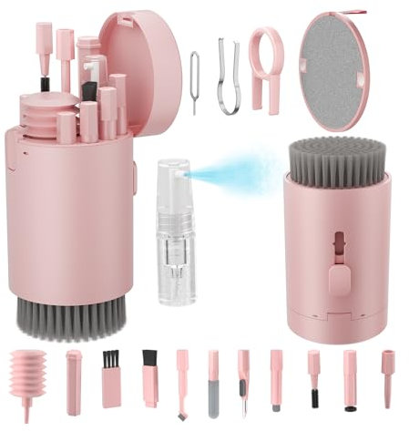 Tastatur Reinigungsset, 20 in 1 Screen Cleaner Kit Handy, Tastaturreiniger mit Bürste Keyboard Cleaner (Rosa)