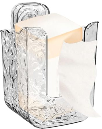Feuchttücher Box, an der Wand montierter Feuchttücherbox, Feuchttuchspender mit Saugnapf, Nachfüllbarer Toilettenpapierbehälter mit Großer Öffnung, Transparenter Tücherbox für Badezimmer, Küche