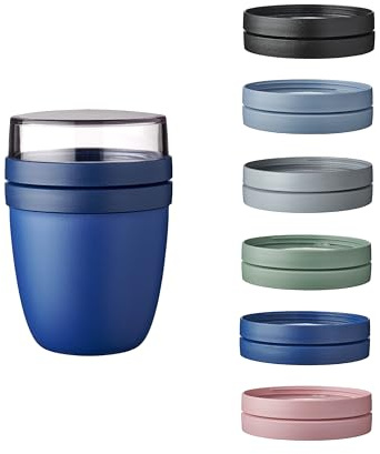 Mepal | Lunchpot Vario Ellipse | erstelle dir deinen Lunchpot wie er dir gefällt | Praktischer Müslibecher | Geeignet für Tiefkühler, Mikrowelle & Spülmachine | Vivid Blue