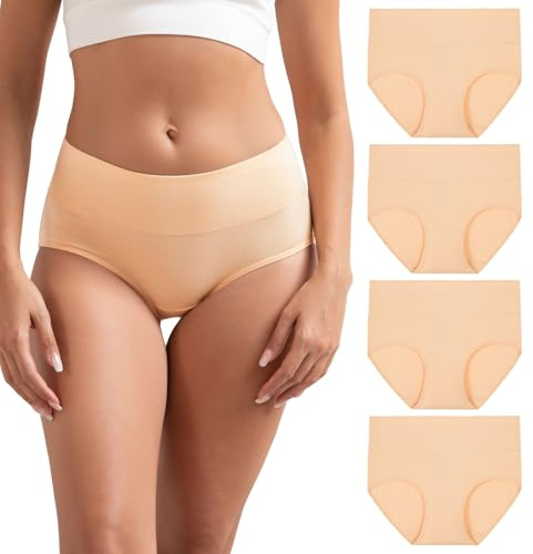 INNERSY Womens Underwear Ladies Cotton Knickers Maternity Pants After Birth Soft Briefs 4 Pack (16, 4 Basic Beige)