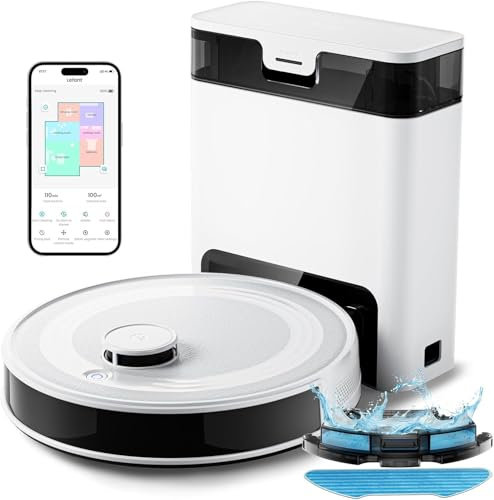 Lefant M2 Pro Robot Vacuum Cleaner with Mop,2.4G/5G Wi-Fi, Self-Emptying, 6000Pa Suction, Small base station, 60-Day Hands-Free Cleaning, dToF Laser Navigation, Ideal for Hard Floors and Carpets