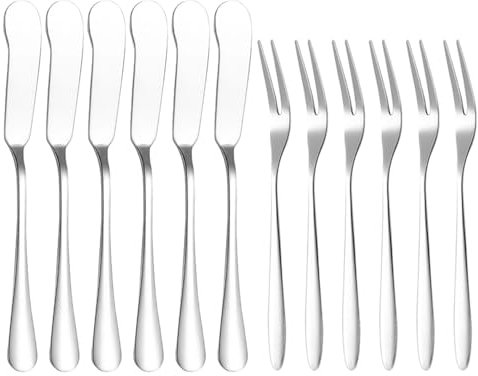 OAOSDH 6 Piezas Cuchillo De Mantequilla Y Tenedores De 6 Piezas, Vajilla De Acero Inoxidable, Vajilla Duradera, Utensilios De Cocina, Vajilla Simple.