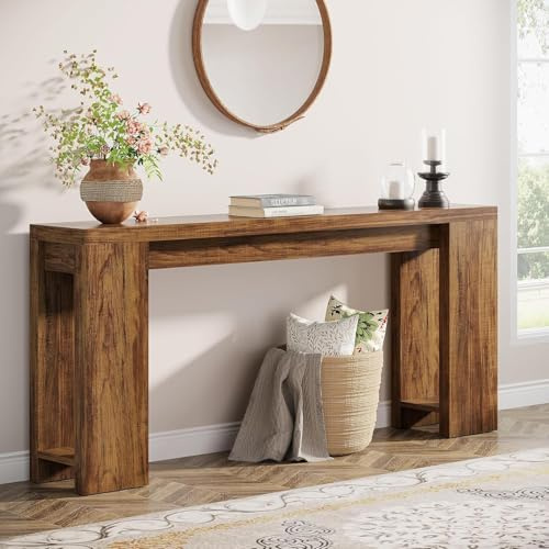 Tribesigns - Tavolo consolle, 160 x 29,5 x 85 cm, tavolino, tavolo da corridoio, tavolino da salotto per piccoli spazi, tavolino in legno in stile country per ingresso, corridoio, soggiorno, marrone