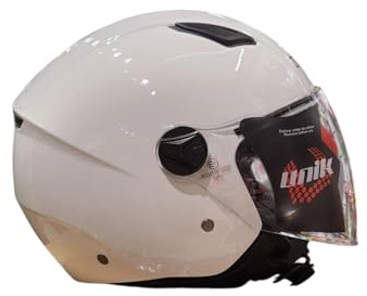SpiritMoto unik ASTRO Casco Moto Jet Abierto Motocicleta Scooter Ciclomotor Hombre/Mujer Airflow Cierre Micrométrico Desmontable Homologado - BLANCO BRILLO Talla L