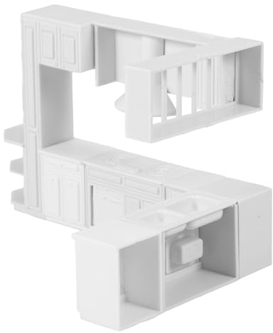 HOMOBABE Juego de Muebles Miniatura Baño Cocina 1/25, ABS para Decoración Casas Muñecas, Propiedades de Superficie Lisa y Durabilidad