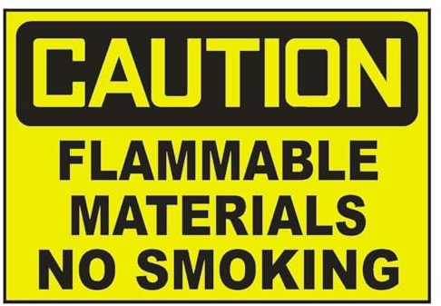 Caution Flammable Materials No Smoking safety Metal Sign 8x12 Inch – Notice Display for Home or Business Use