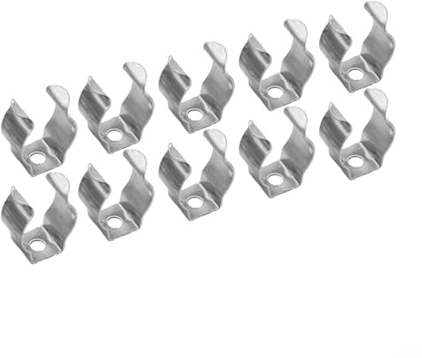Lot de 10 pinces à outils à ressort en acier inoxydable 304 robustes pour porte-outils de garage, support de pince à balai, clip de rangement pour râteau, clip de tuyau (15 mm)