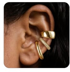 jagosen 3Pcs Ear Cuff Pendientes Sin Agujero Pendientes Mujer Chunky Earcuff Hipoalergénicos Clip para Cartílago, Pendiente de Clip para Niñas