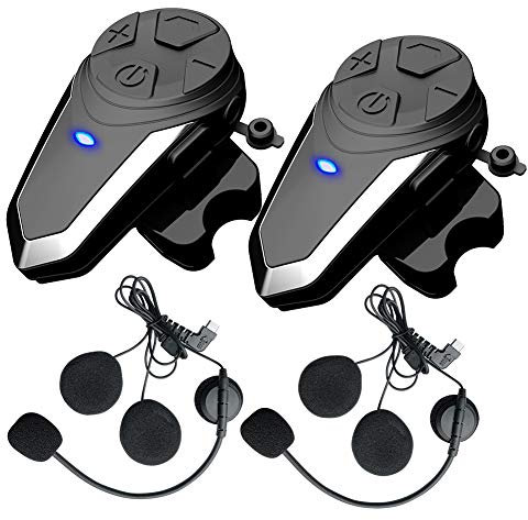 QSPORTPEAK Intercomunicador Casco Moto, Auriculares Bluetooth para Motocicleta BT-S3 1000m Bluetooth Auriculares Manos Libres para Casco Moto