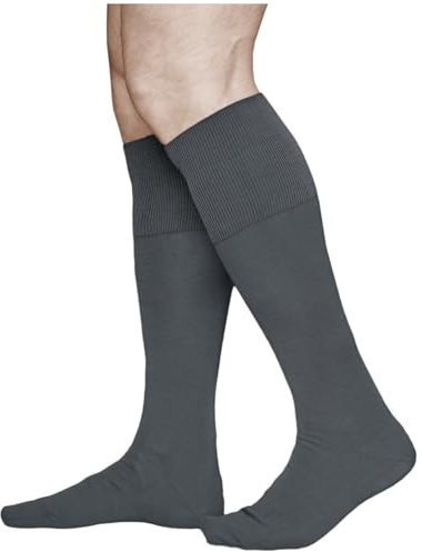 vitsocks Chaussette fine habillée 100% COTON haute mi-bas Homme (2 PAIRES) montante longue au genou, unie légère respirante, gris, 42-43