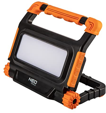 NEO TOOLS Akku-Lampe 3000 lm SMD LED, 30W, Ladegerät 230V, Lithium-Ionen-Akku 3,7V 8000mAh, USB-Kabel C, Powerbank-Funktion, 3 Funktionen 3000lm Betriebsdauer 2h, 1500lm - 4h, 750 lm - 7.5h