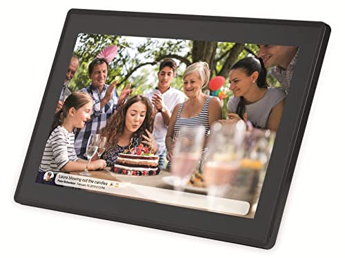 Denver PFF-1514BMK2 Digitaler Wi-Fi Bilderrahmen – 15,6 Zoll Full HD IPS Touchscreen, Integrierte FRAMEO Software, Drahtloses Teilen, Timer-Funktion, Schwarz