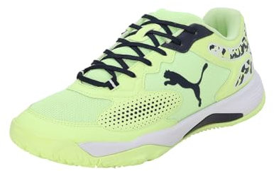 PUMA Zapatillas de Padel para Adultos Solarcourt RCT Amarillo Hombre, Zapatos de Tenis Unisex, Fast Yellow Navy White, 45 EU