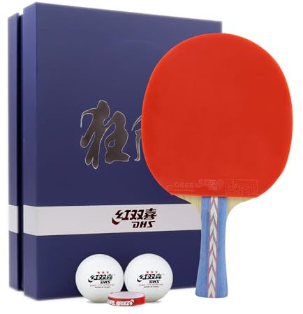 Double Happiness DHS Hurricane NO2 Ping Pong Paddles Professioneller Tischtennisschläger mit Tragetasche, ITTF zugelassenes Gummi für Turnierspiele