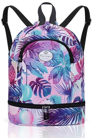 HUA ANGEL Sac à Dos avec Cordon De Serrage Femme Ultra LéGer Sac à Dos De Sport Homme avec Compartiment Chaussures De Voyage Weekend Gym Basket Football Piscine Plage