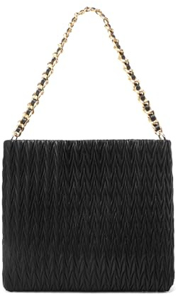 Miss Lulu Fashion Handbag for Women, Soft PU Leather Chain Hobo Shoulder Bag, Large Simple Tote Top Handle Bag with Zip for Work Shopping School Daily (Black)